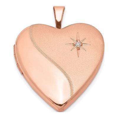 Rose Gold-Plated Sterling Silver Diamond Heart Locket