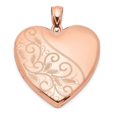 Rose Gold-Plated Sterling Silver Scroll Heart Locket
