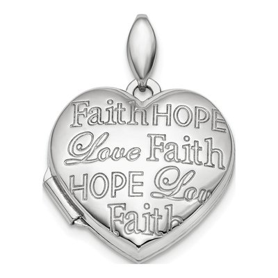 Sterling Silver Faith Hope Love Heart Locket