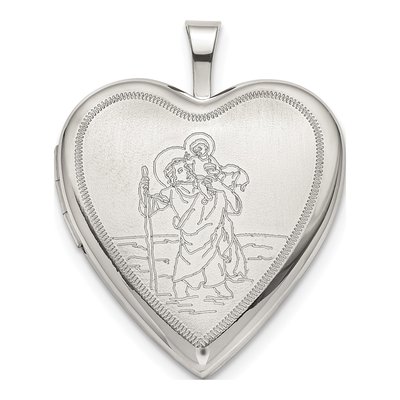 Sterling Silver St Christopher Heart Locket