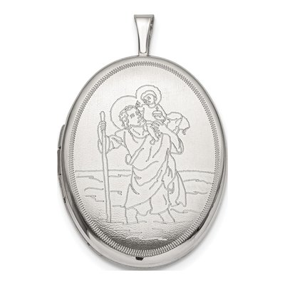 Sterling Silver St Christopher Oval Locket