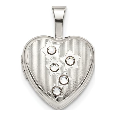 Sterling Silver CZ Star Heart Locket