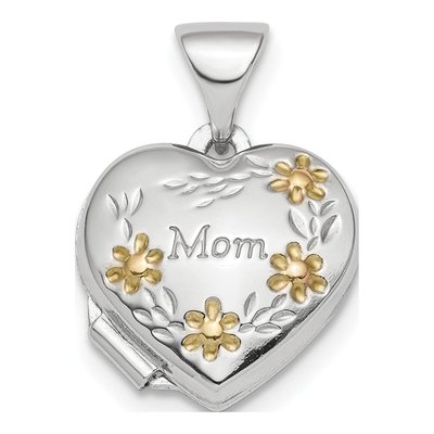 Sterling Silver Floral Mom Heart Locket