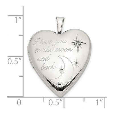 Sterling Silver Diamond Heart Love to Moon Locket – view 6