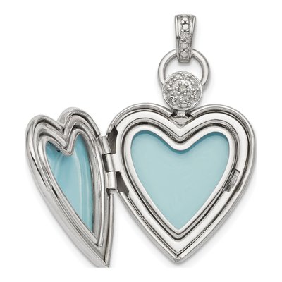 Sterling Silver Diamond Heart Locket – view 5
