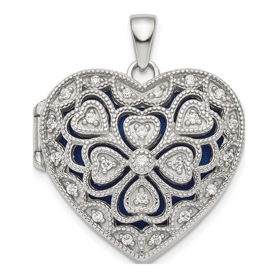 Sterling Silver CZ Heart Locket