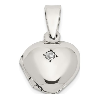 Sterling Silver CZ Heart for Girls Locket