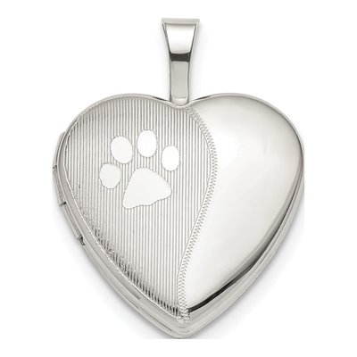 Sterling Silver Paw Print Heart Locket