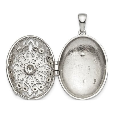 Sterling Silver CZ Filigree Oval Locket – view 5
