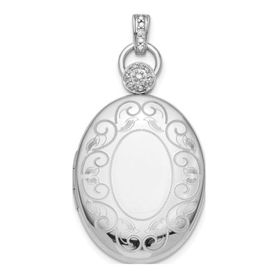 Sterling Silver Diamond Oval Locket