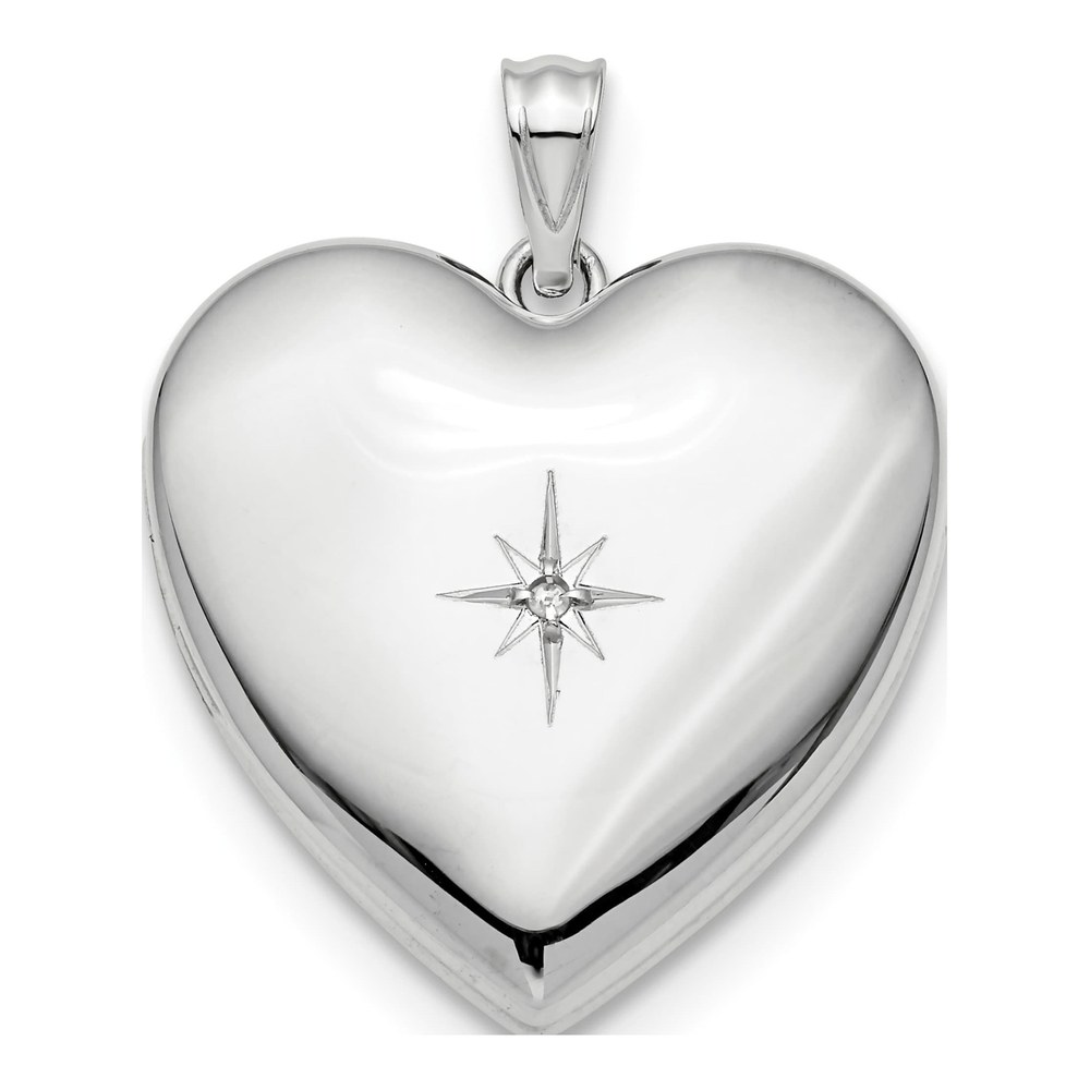 Sterling Silver Diamond Star Heart Ash Holder Locket