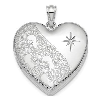 Sterling Silver Footprints Heart Ash Holder Locket