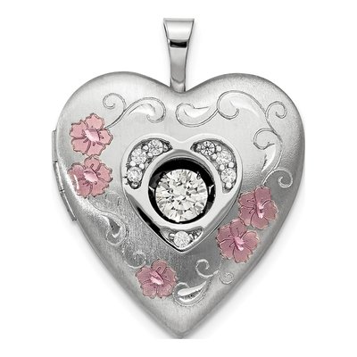 Sterling Silver CZ Heart Locket