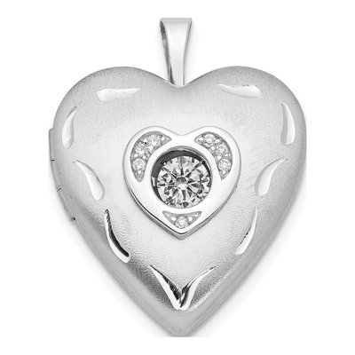 Sterling Silver Crystal Heart Locket Pendant
