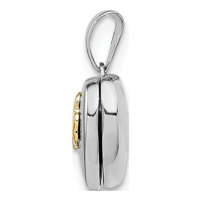 Sterling Silver Yellow Rhodium 11mm Clover Heart Locket – view 2