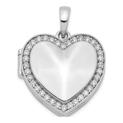 Sterling Silver CZ Heart Locket