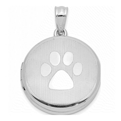 Sterling Silver Pawprint Round Locket