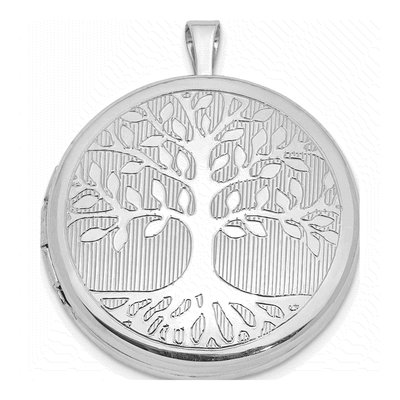 Sterling Silver Tree Design Round Locket