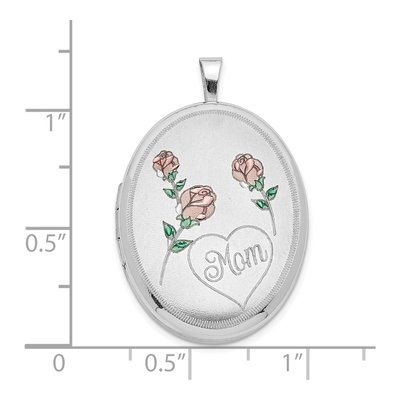 Sterling Silver Enameled Mom Oval Locket – view 6