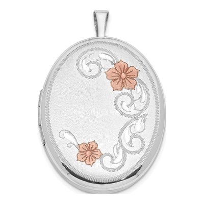 Sterling Silver Enameled Oval Locket