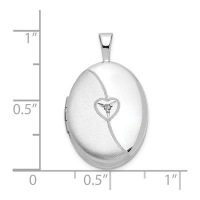 Sterling Silver Diamond Heart Oval Locket – view 5