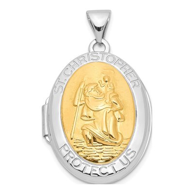 Sterling Silver St Christopher Oval Locket