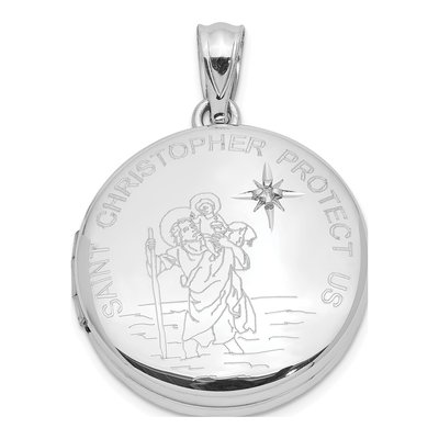 Sterling Silver Saint Christopher Locket Pendant