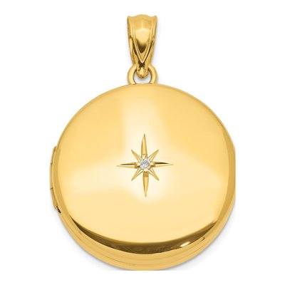 Gold-Plated Sterling Silver Diamond Round Locket