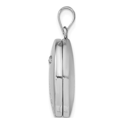 Sterling Silver Footprints Round Locket Pendant – view 2