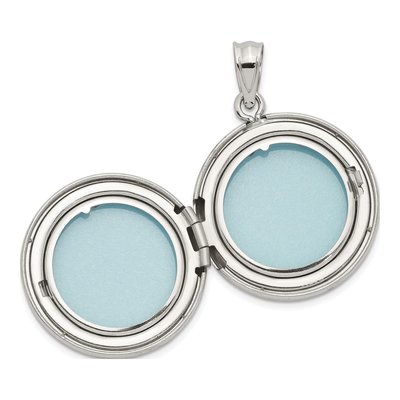 Sterling Silver Footprints Round Locket Pendant – view 3