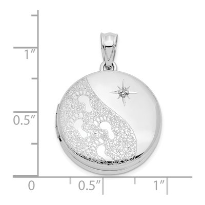 Sterling Silver Footprints Round Locket Pendant – view 5