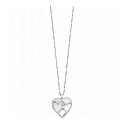 Sterling Silver Diamond Heart Locket Necklace – view 2