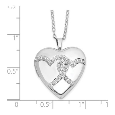 Sterling Silver Diamond Heart Locket Necklace – view 4