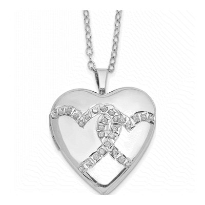 Sterling Silver Diamond Heart Locket Necklace