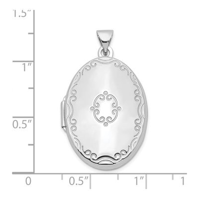 Sterling Silver Fancy Oval Family Photo Locket – view 6