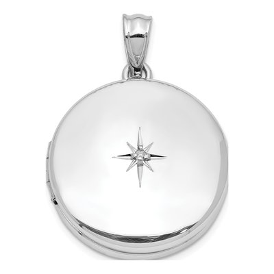 Sterling Silver Diamond Round Locket