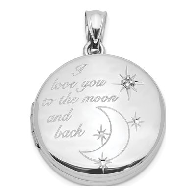 Sterling Silver Diamond Love to Moon Locket