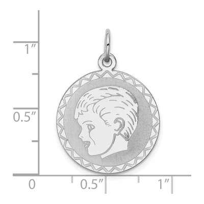 Sterling Silver Boy Disc Charm – view 4