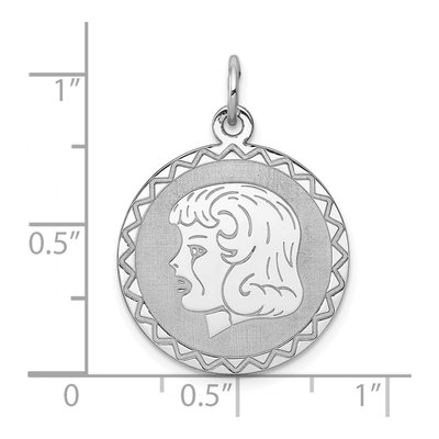 Sterling Silver Girl Disc Charm – view 4