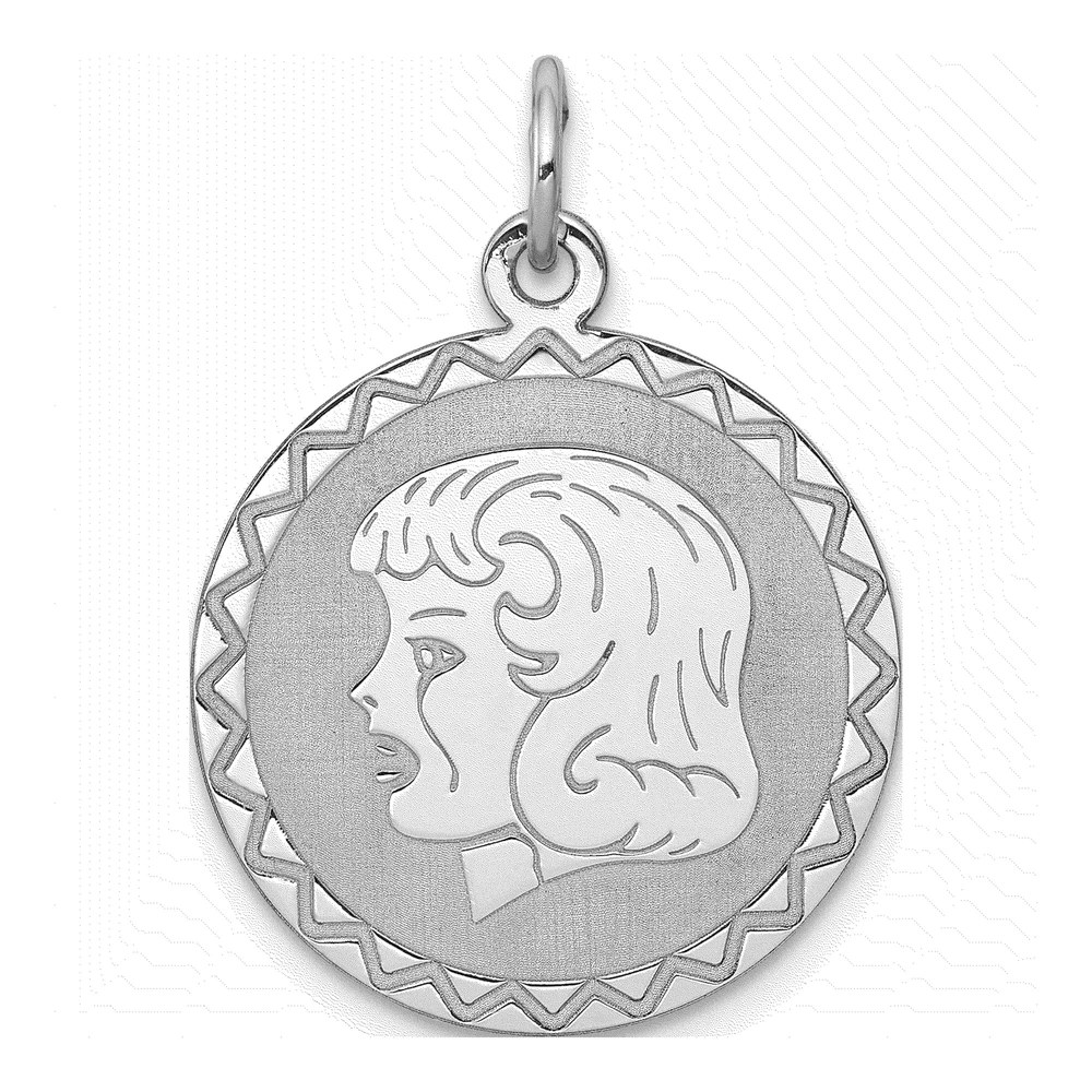 Sterling Silver Girl Disc Charm