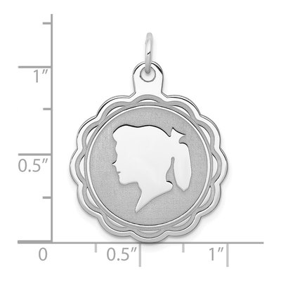 Sterling Silver Girl Disc Charm – view 3