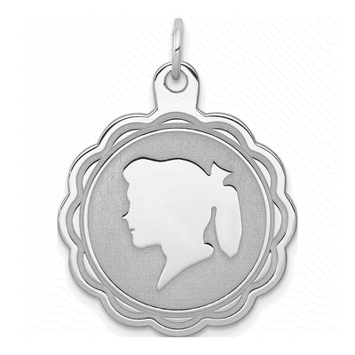 Sterling Silver Girl Disc Charm