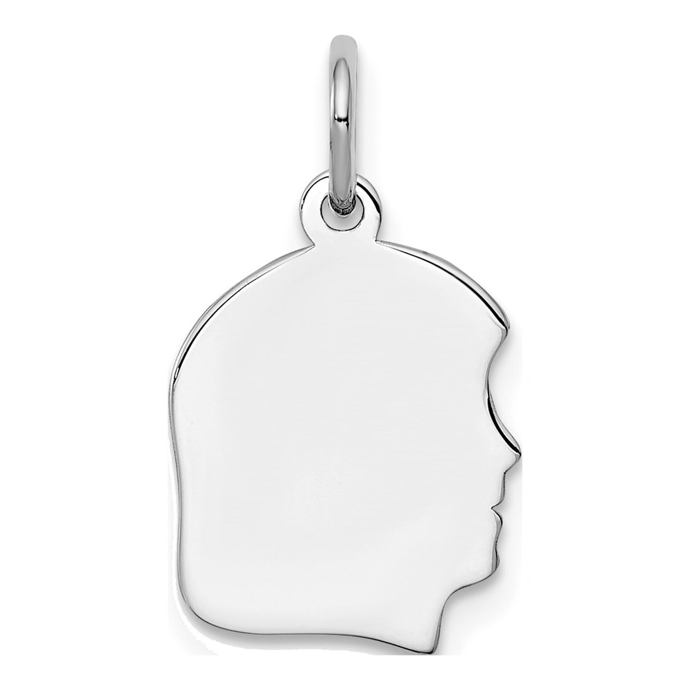 Sterling Silver Rhodium-Plated Rh-Plt Engravable Girl Disc Charm Polish On Front/back