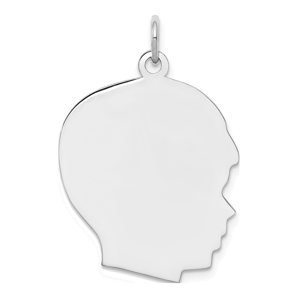 Sterling Silver Rhodium-Plated Rh-Plt Engravable Boy Disc Charm Polish On Front/back