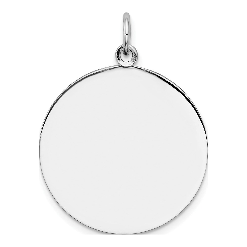 Sterling Silver Rhodium-Plated Rh-Plt Engraveable Round Polished Front/satin Back Disc Charm Pendant