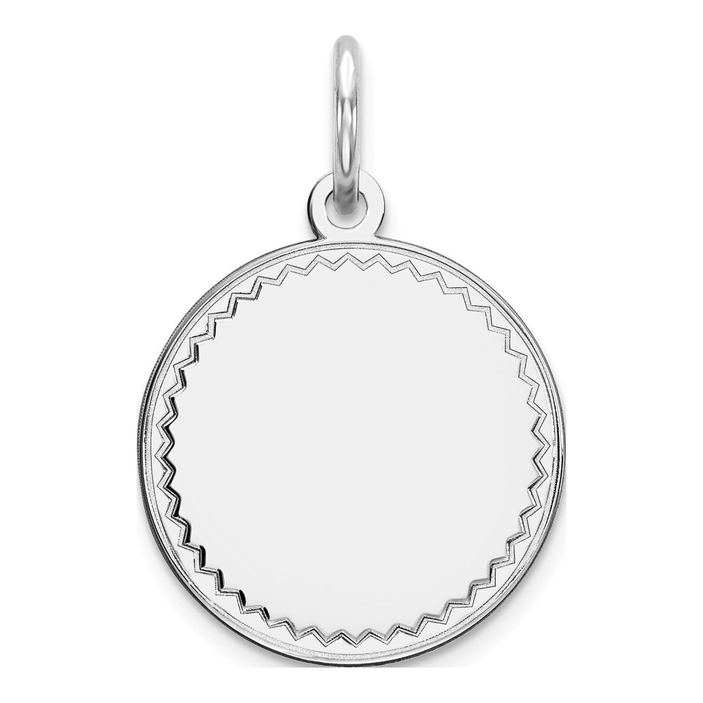 Sterling Silver Rhod-Plated Eng. Rnd Polish Front/satin Back Disc Charm Pendant