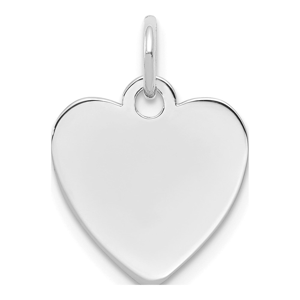 Sterling Silver Rhod-Plated Eng. Heart Polish Front & Back Disc Charm Pendant
