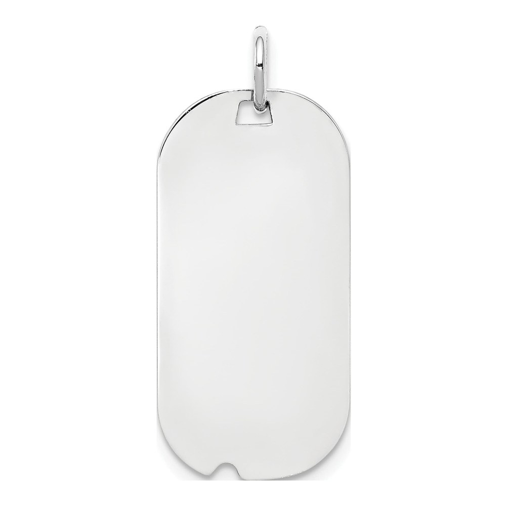 Sterling Silver Rhodium-Plated Rh-Plt Engravable Dog Tag Polished Front/back Disc Charm Pendant
