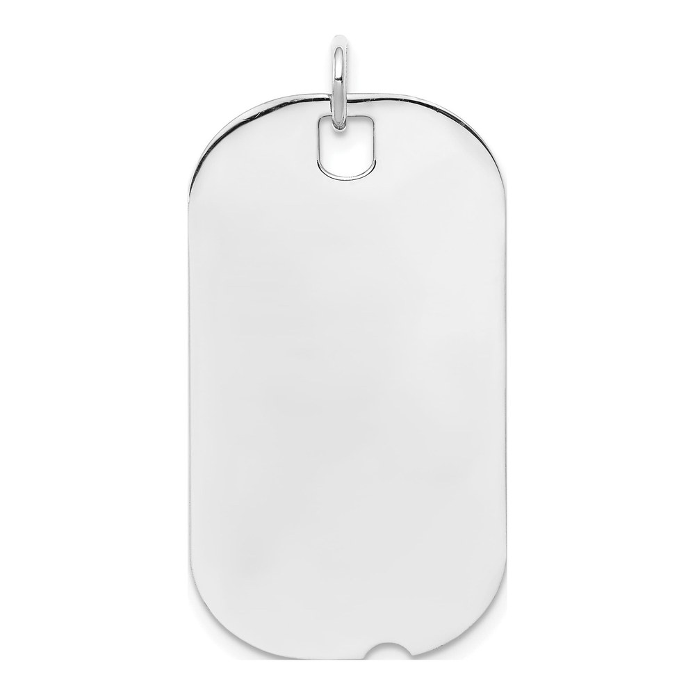Ssilver Rh-Plt Engravable Dog Tag Polished Front/satin Back Disc Charm Pendant