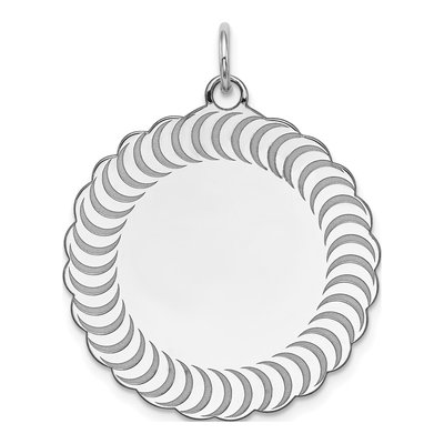 Sterling Silver Scalloped Patterned Front Back Charm